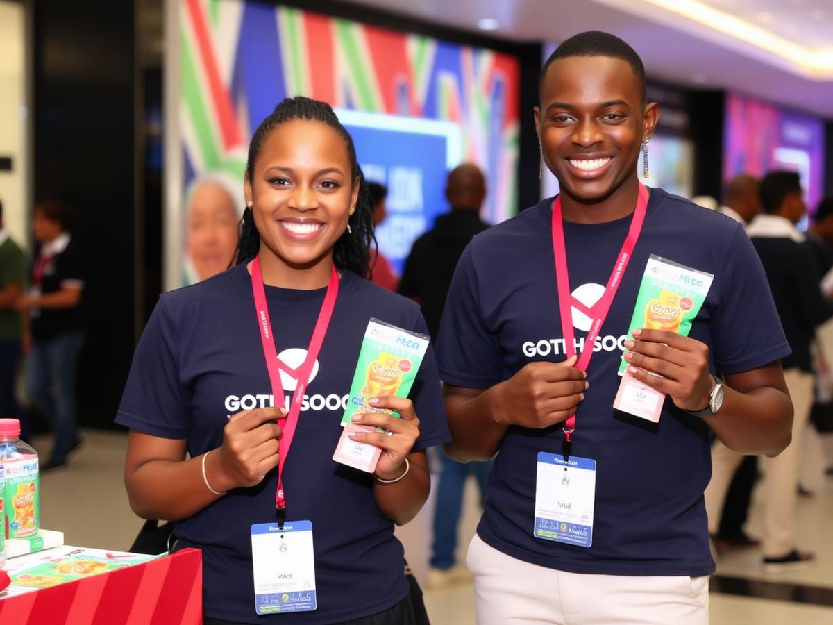 Brand ambassadors sampling product at a mall activation